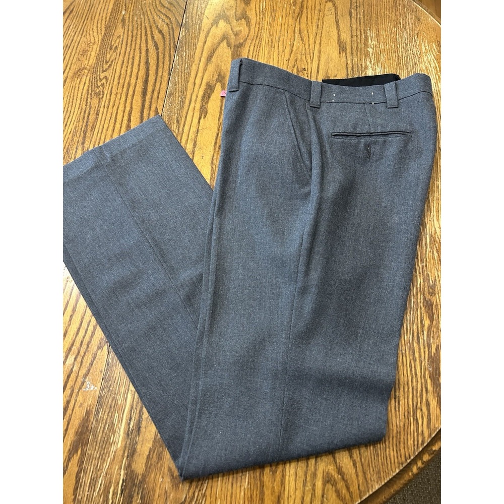 Vtg 70s Wright Gray Drop Loop Straight Wide Leg Pants Permanent Press 32X35